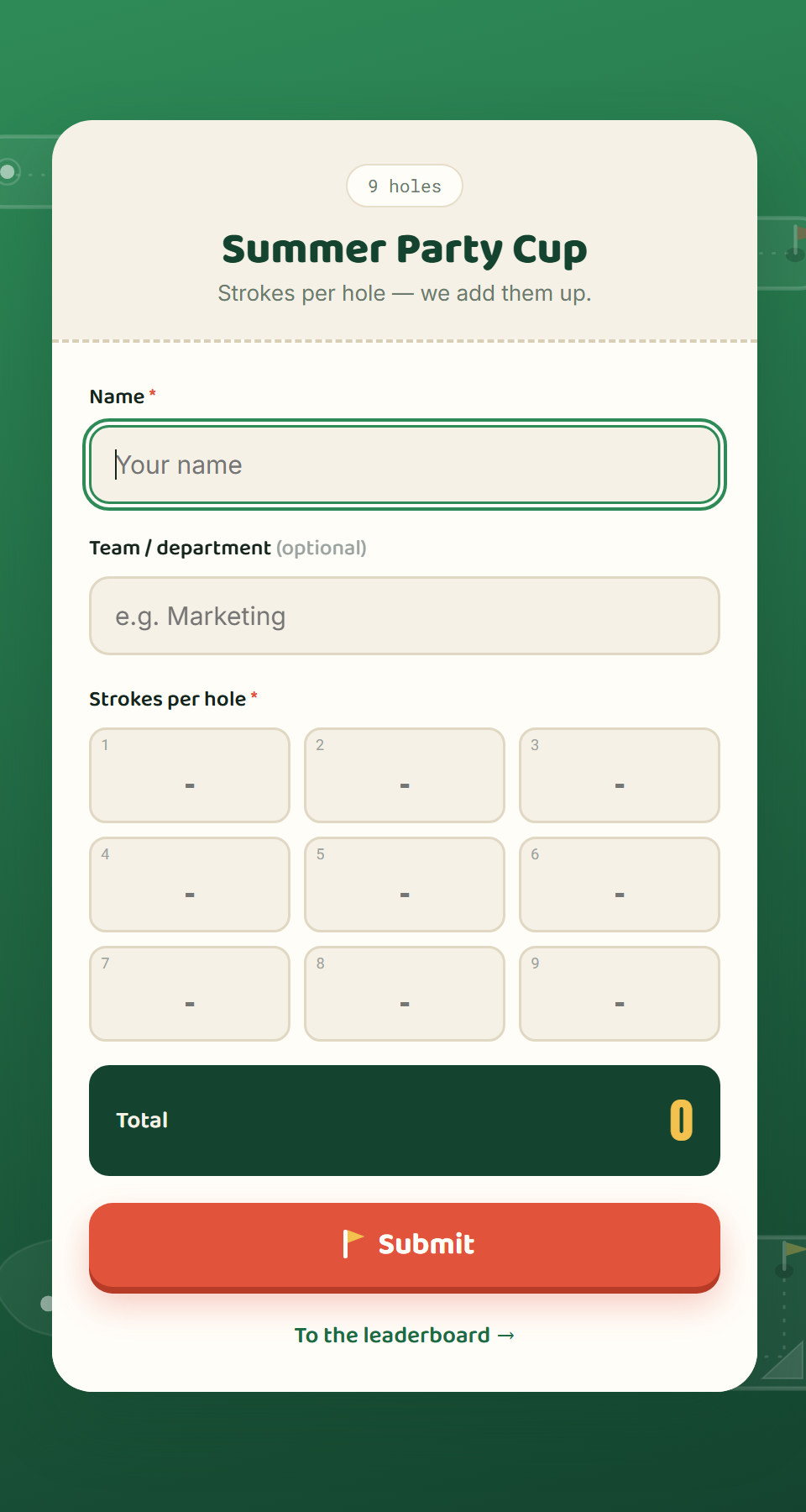 Score entry on a phone